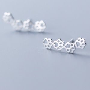 925 Sterling Silver Cutout Puppy Dog Paws Earrings